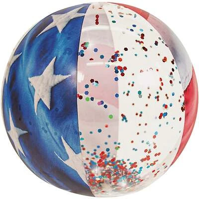Poolcandy US1786US Stars & Stripes Jumbo Glitter Beach Ball, 13.75 In.