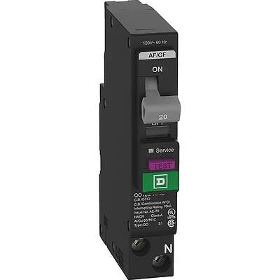 Qo 20a Single-pole Dual Function Circuit Breaker - Model Qo120pafgfc