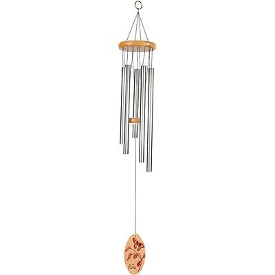 29 Inch Silver Wind Chime With Butterfly Decoration