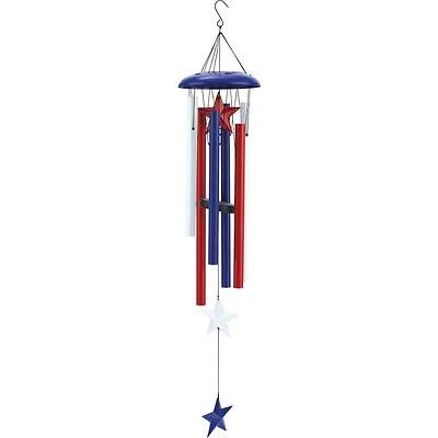 36 Inch Americana Wind Chime With Metal Tubes And Wooden Clapper