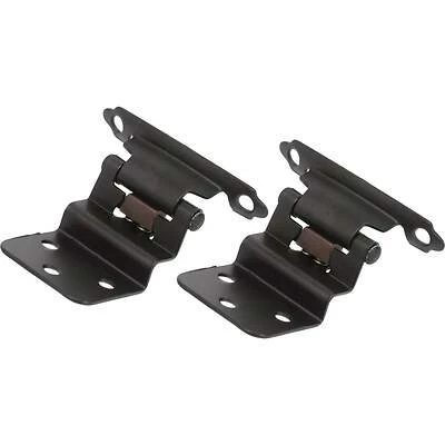 3/8 In. Matte Black Inset Self-closing Hinge (2-pack) Steel 1.5 In. W X 2.75 In. L