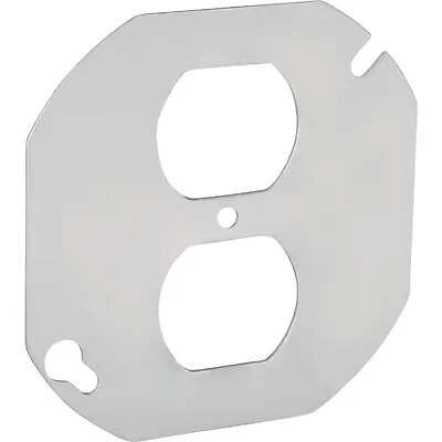 Southwire 54C40-UPC 4 In. Octagon Duplex Receptacle Box Cover, Steel