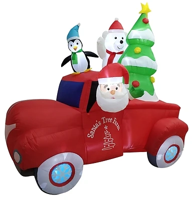 90616 Inflatable Truck, 8 Ft Height, Green/red With Led Light And Music
