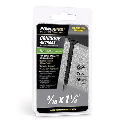 Hillman 377380 Power Pro Concrete Screw Anchor, 3/16 In. x 1-1/4 In.