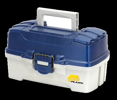 Plano Tackle Box, 2-Tray, Blue Metallic/Off White, 14-1/2 In.