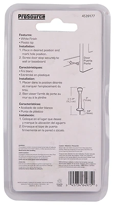 Rigid 3 Inch White Door Stop - Durable Baseboard Protection