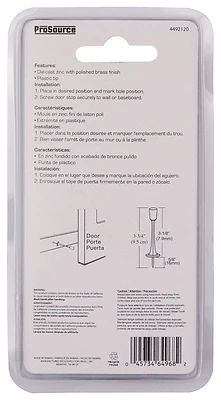 Rigid Polished Brass Door Stop, 3-1/8 Inch, Solid Construction