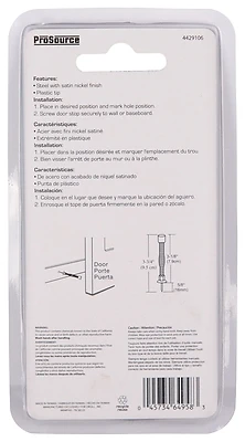 Satin Nickel Solid Spring Door Stop With Long Projection For Wall Protection