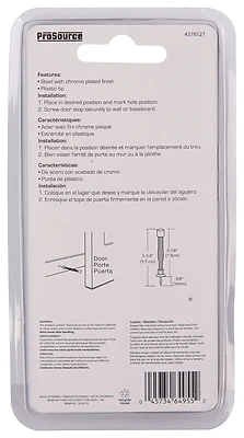 Chrome Spring Door Stop - Solid Material With Long Projection For Wall Protection