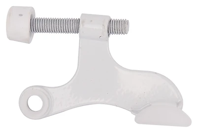 Deluxe Hinge Pin Door Stop With Adjustable Screw And Plastic Tip - White