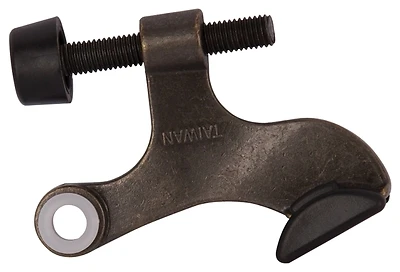 Deluxe Hinge Pin Door Stop With Adjustable Screw And Plastic Tip - Antique Brass Finish