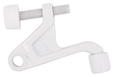 Heavy Duty Hinge Pin Door Stop With Adjustable Screw And Plastic Tip - White