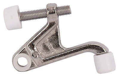 Heavy Duty Hinge Pin Door Stop With Adjustable Screw And Plastic Tip - Chrome Finish