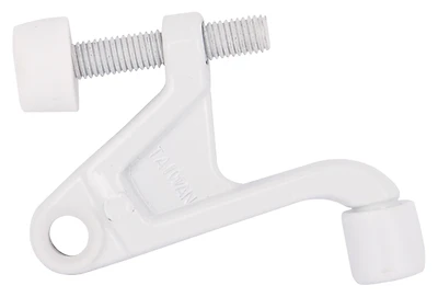 Hinge Pin Door Stop With Adjustable Screw And Plastic Tip - White