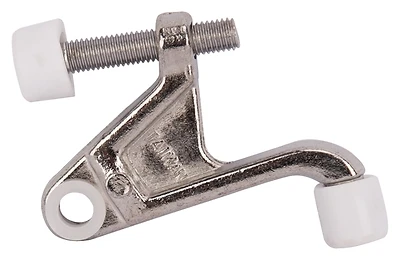 Heavy Duty Hinge Pin Door Stop With Adjustable Screw And Plastic Tip - Chrome Finish