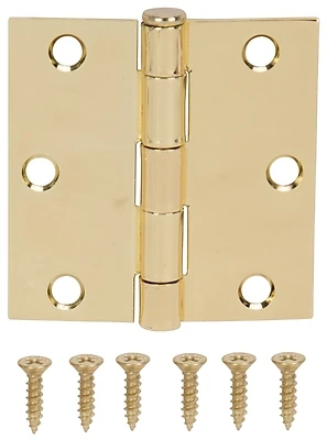 3 Inch Square Corner Polished Brass Door Hinge For Interior And Exterior Use