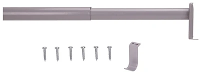 Adjustable Closet Rod 48-72 Inches Silver With Central Support