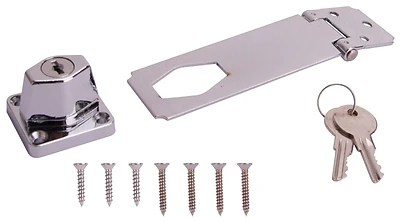 4-1/2 Inch Chrome Safety Hasp With Key And Two Included Keys