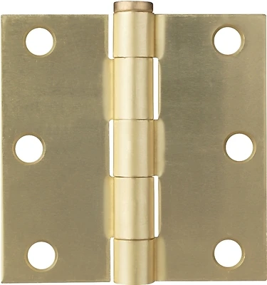 3x3 Inch Square Hinge In Satin Brass For Interior And Exterior Doors