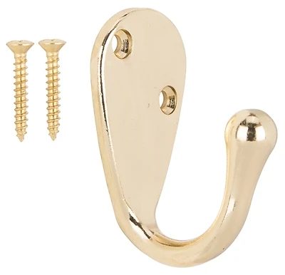 Single Prong Robe Hook - Brushed Bronze Finish, Model H63pb-ps