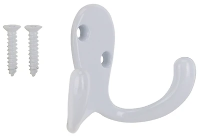 Double Prong Robe Hook White Zinc Finish Model 23263whb-ps