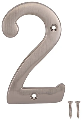 House Number 2 Satin Nickel 4 Inch - Enhanced Visibility For Address Display