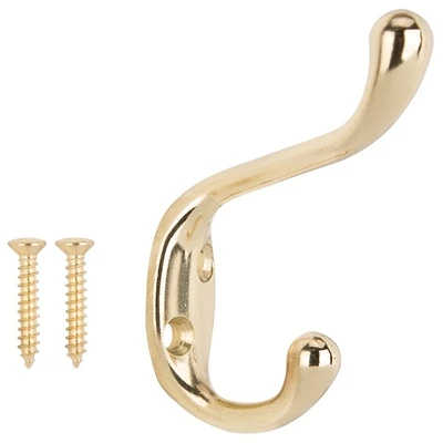 Coat And Hat Hook - Polished Brass Zinc Die, Model H6271007pb-ps