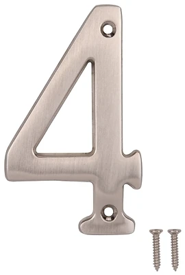 House Number 4 Satin Nickel 4 Inch For Address Display