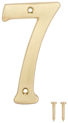 House Number 7 Satin Brass 4 Inch Enhanced Visibility Display