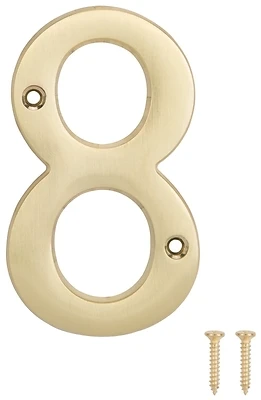 House Number 8 Satin Brass 4 Inch - Enhanced Visibility For Address Display