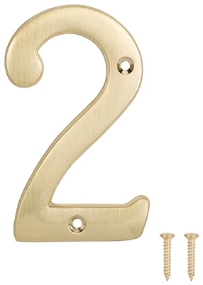 House Number 2 Satin Brass 4 Inch - Enhanced Visibility For Address Display