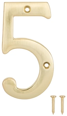 House Number 5 Satin Brass 4 Inch For Enhanced Visibility