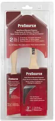 2-piece Solid Round Polyester Brush Set - 1.5 In Angle & 3 In Flat