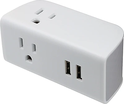 Powerzone Orpbu069 Wall Tap, 3-Outlet, 2 USB Ports, Overload Protection