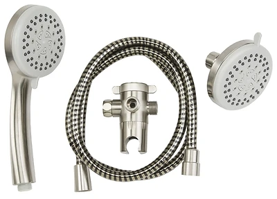 Shower Head Kit With 5 Functions, 3.86 In Diameter, Brushed Nickel Finish