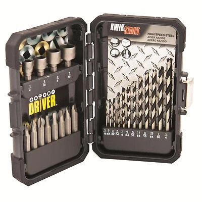 24-piece High Speed Steel Drill Bit, Screwdriver Bit And Nut Setter Set For Diy Projects