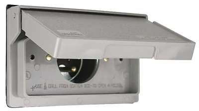 Weatherproof Electrical Cover With Inlet, Gray, 1 Gang, 15 Amp, 125 Volt