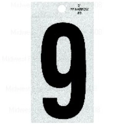 3 Inch To 9 Inch Straight Narrow Black Reflective Numbers For Addressing
