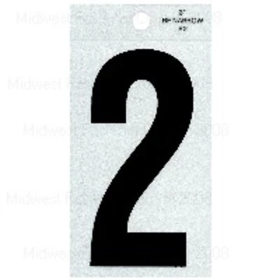 3 Inch Black Reflective Straight Narrow Numbers - Set Of Two