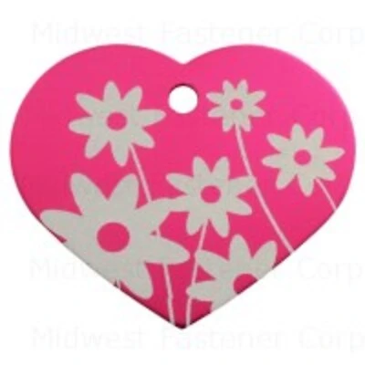 Pink Large Heart Flower Pet Tag - Stylish And Durable Pet Accessory