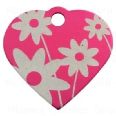 Pink Small Heart Flower Pet Tag - Durable And Stylish Pet Accessory