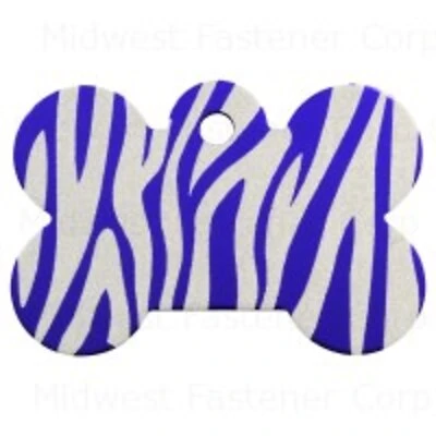 Purple Large Bone Zebra Pet Tag - Stylish And Durable Pet Identification