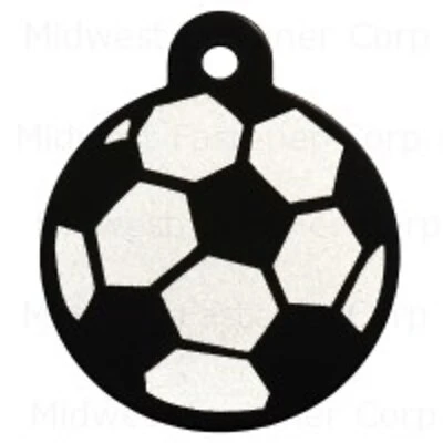 Black Large Circle Soccer Pet Tag - Durable And Stylish Pet Accessory