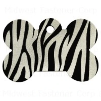 Black Large Bone Zebra Pet Tag - Durable And Stylish Pet Identification