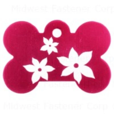 Pink Large Bone Lily Pet Tag - Durable, Stylish, Personalized Pet Identification
