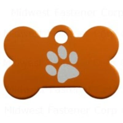 Orange Small Bone Paw Pet Tag - Durable And Stylish Pet Identification