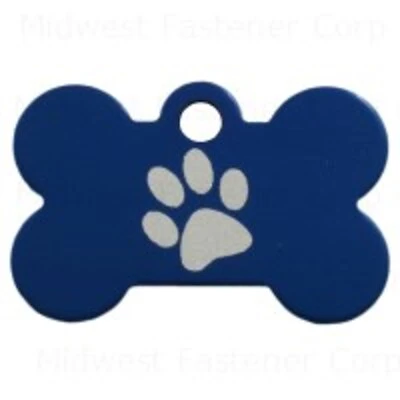 Blue Small Bone Paw Pet Tag - Durable And Stylish Pet Identification
