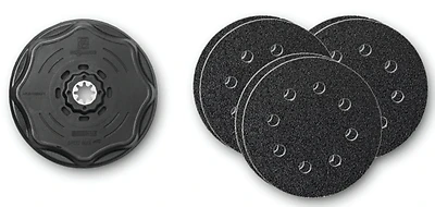 Sand Pad And Paper Set 4-1/2 Inch With Perforated Discs And Sheets