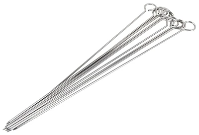 10 Piece Stainless Steel Skewers, 15 Inch Length, Bbq-37243b