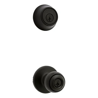 Kwikset 96900-449 Polo Combo Pack, Deadbolt and Knob, Matte Black, Keyed Entry